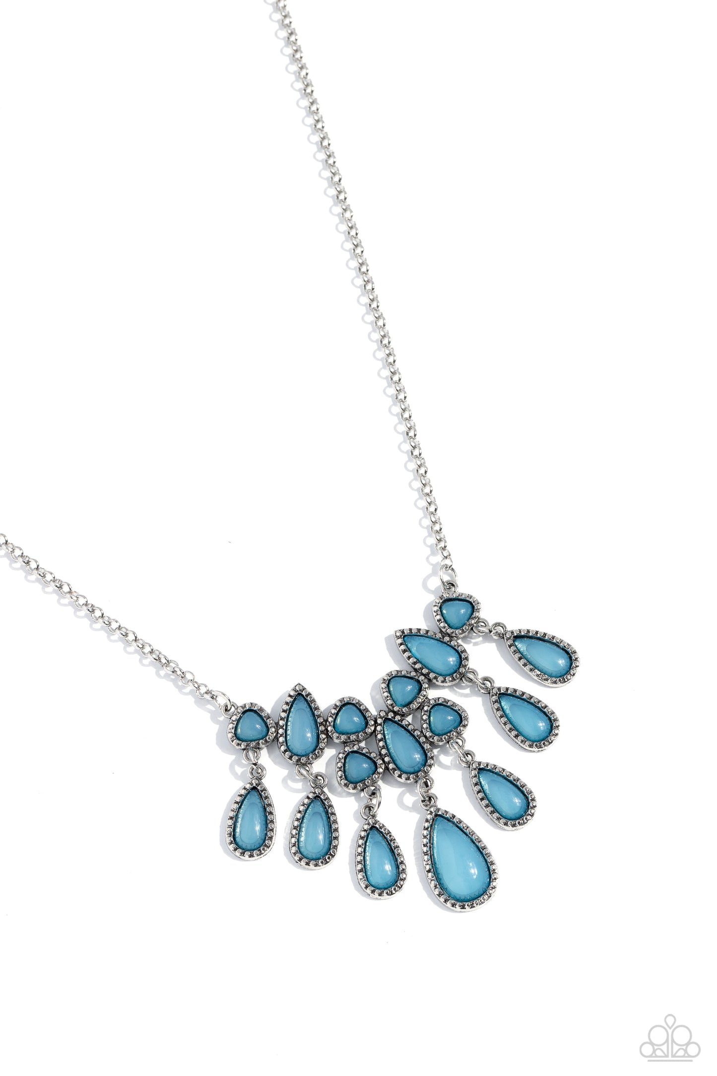 Exceptionally Ethereal - Blue Glassy Teardrop Necklace Paparazzi N1873