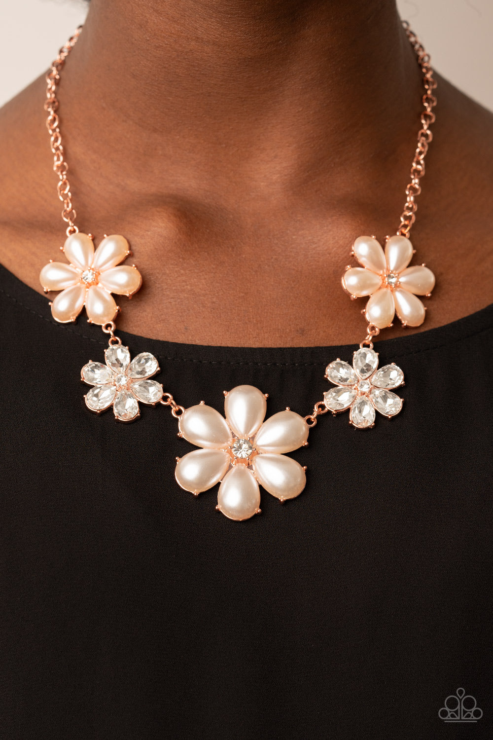 Fiercely Flowering - Copper Flower Necklace Paparazzi N0712