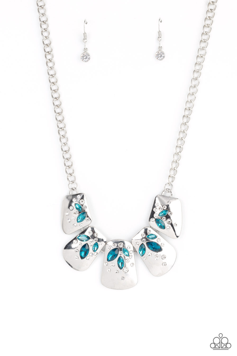 Jubilee Jingle - Blue And White Rhinestone Necklace Paparazzi N0864