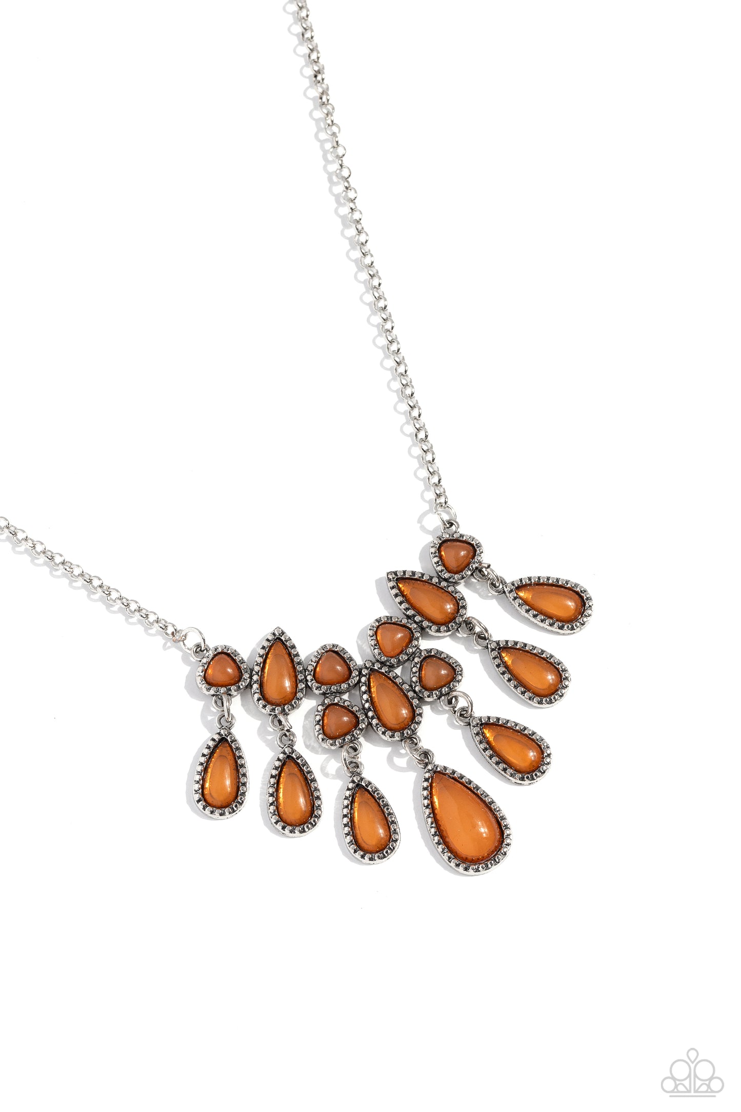 Exceptionally Ethereal - Orange Glassy Teardrop Necklace Paparazzi N3043