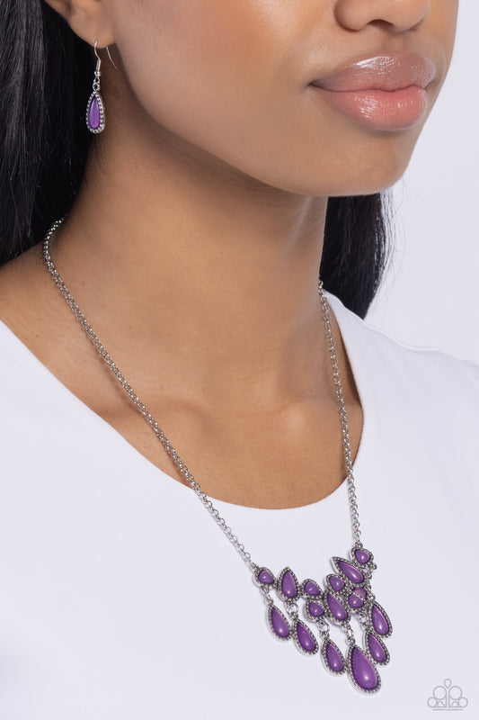 Exceptionally Ethereal - Purple Glassy Teardrop Necklace Paparazzi N1694