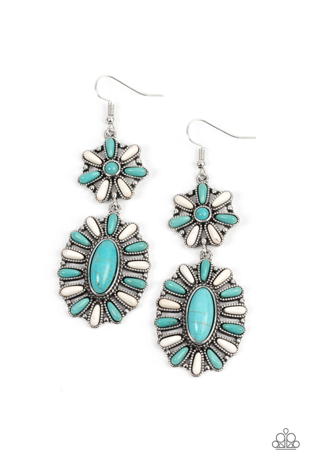 Richly Rustler - Multi Turquoise & White Stone Santa Fe Style Earring Paparazzi E1255