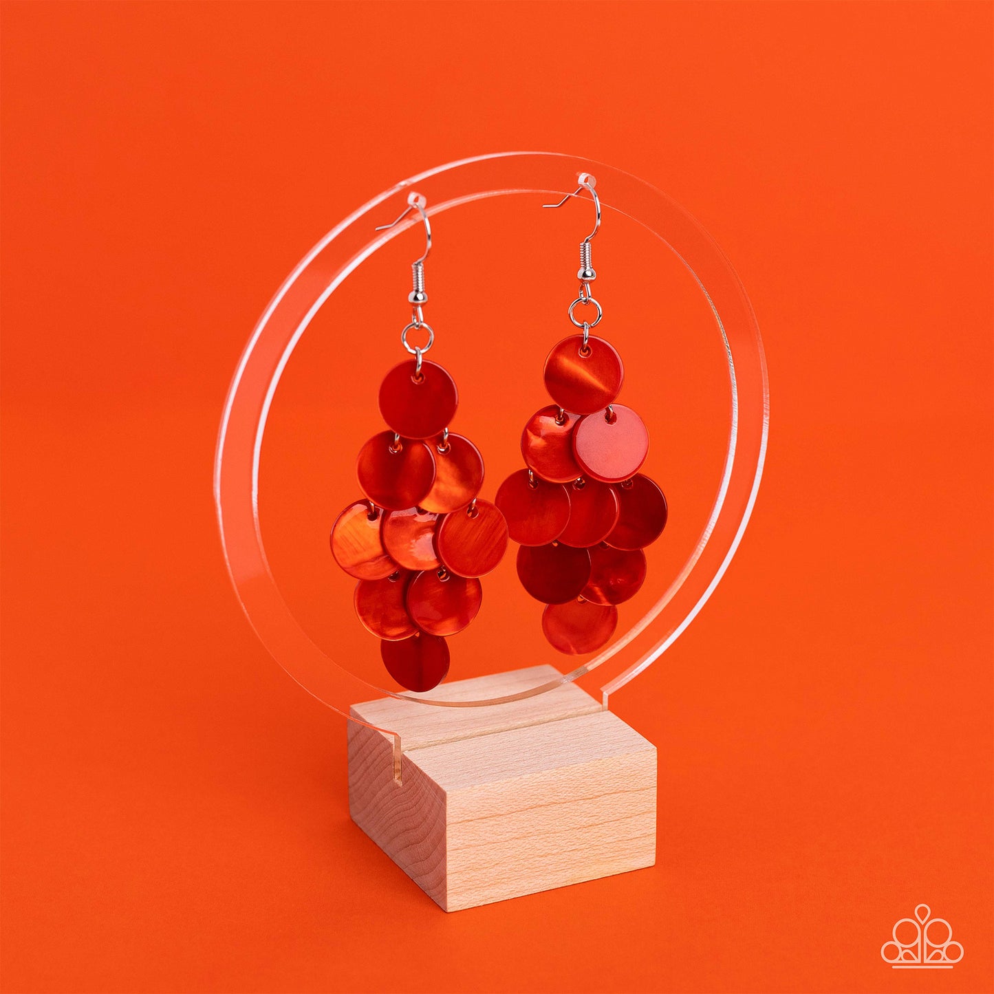 Tropical Tryst - Orange Shell Like Disc Shimmer Earring Paparazzi E0908