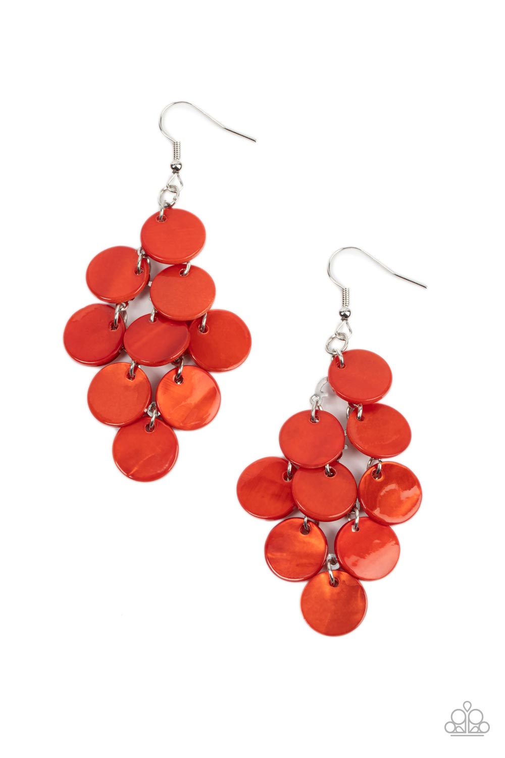 Tropical Tryst - Orange Shell Like Disc Shimmer Earring Paparazzi E0908