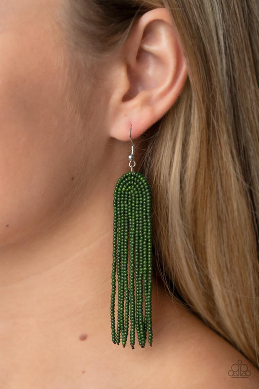 Right as RAINBOW - Green Seed Bead Earring Paparazzi E1103