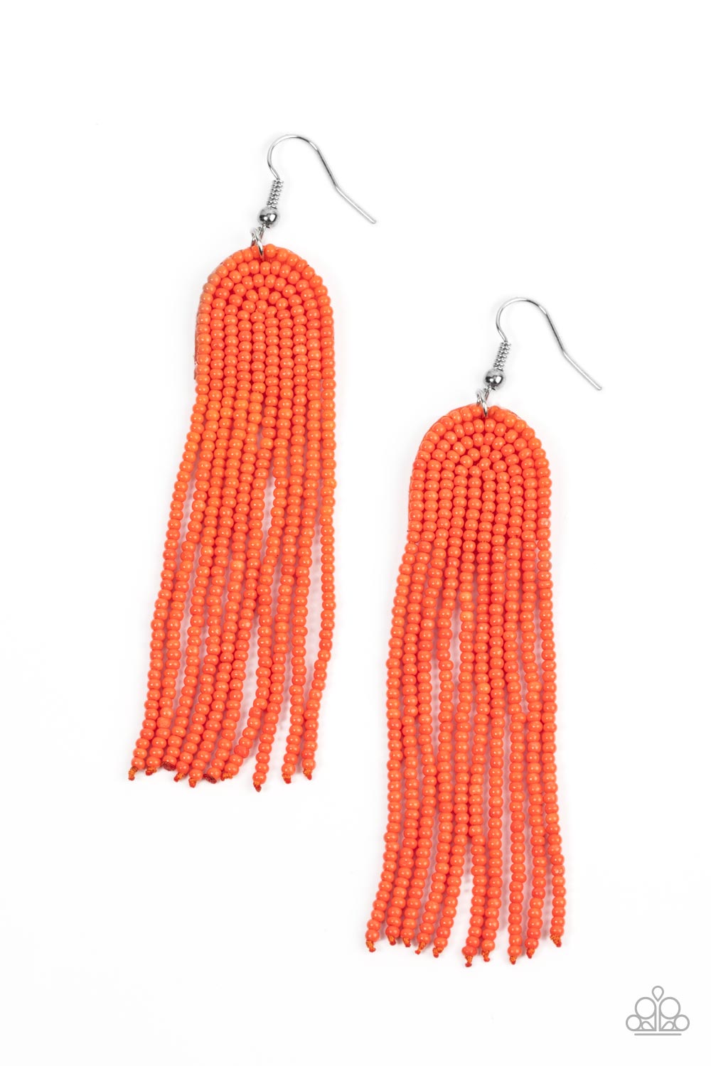 Right as RAINBOW - Orange Seed Bead Tassel Earring Paparazzi E1083