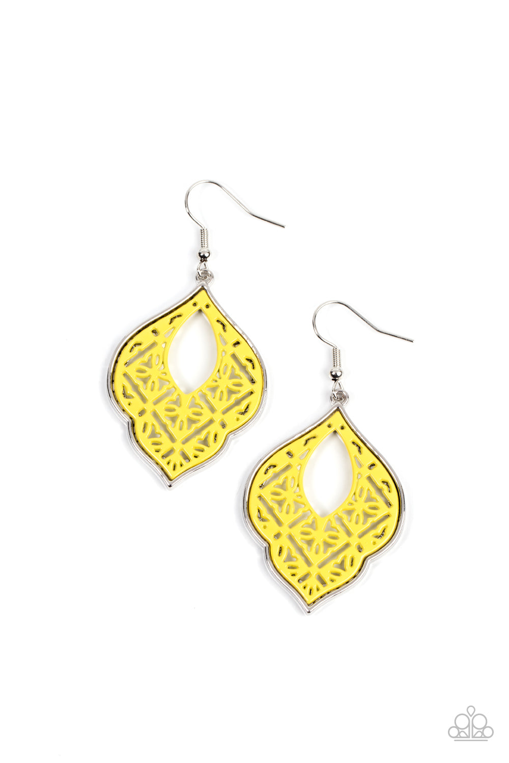 Thessaly Terrace - Yellow Tile Floral Earring Paparazzi E1649