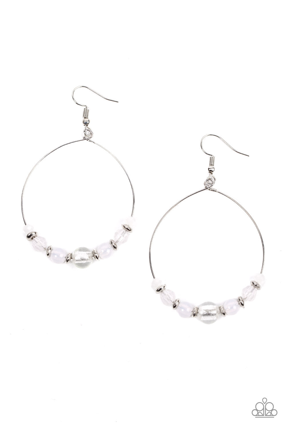 Ambient Afterglow - White Opaque & Glassy Bead Earring Paparazzi E0920