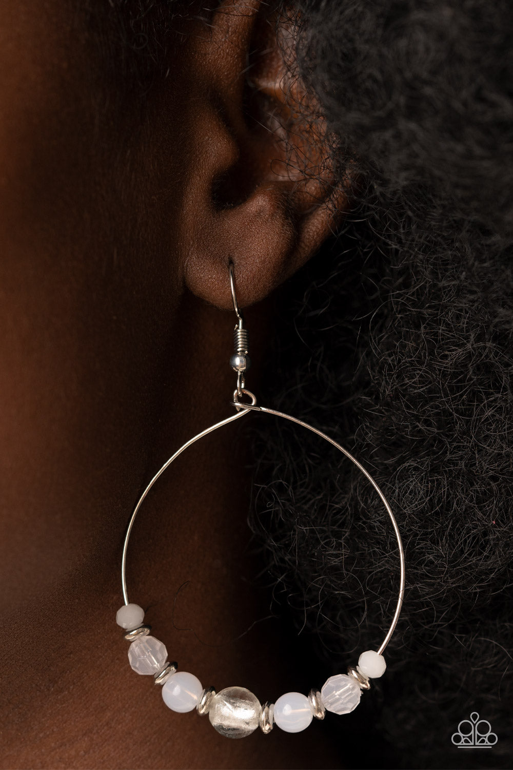 Ambient Afterglow - White Opaque & Glassy Bead Earring Paparazzi E0920