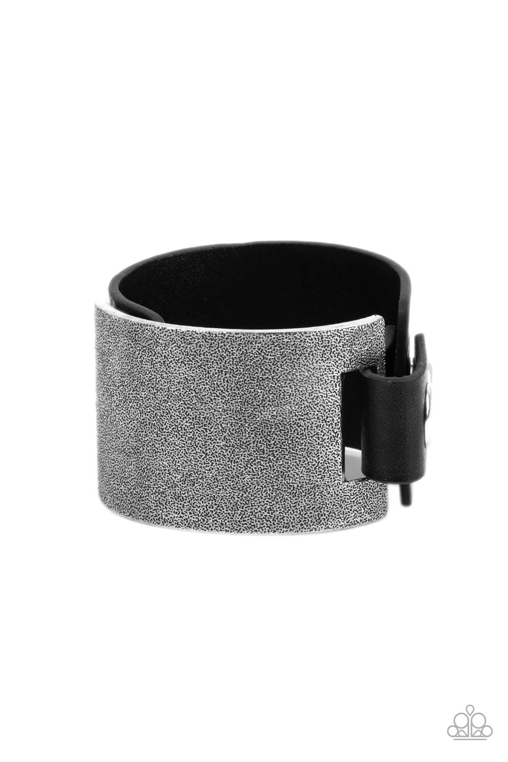 Studded Synchronism - Black Leather Bracelet Paparazzi B0305