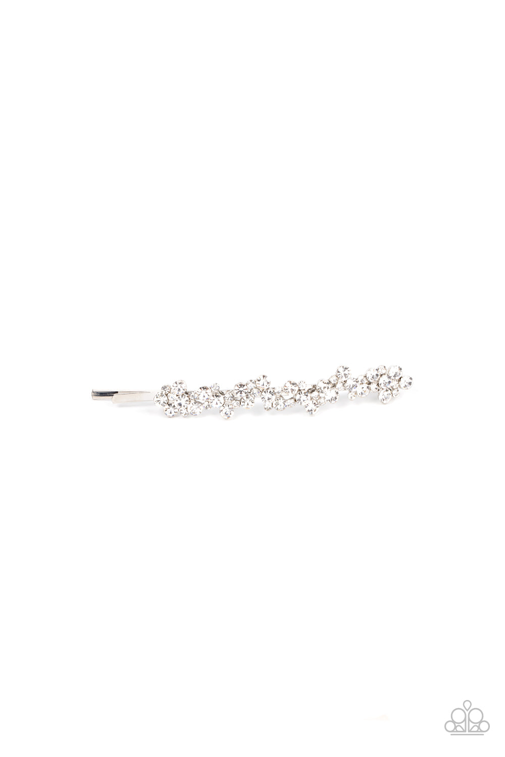 Starry Sprinkles - White Rhinestone Silver Bobby Pin Hair Clip Paparazzi H0050