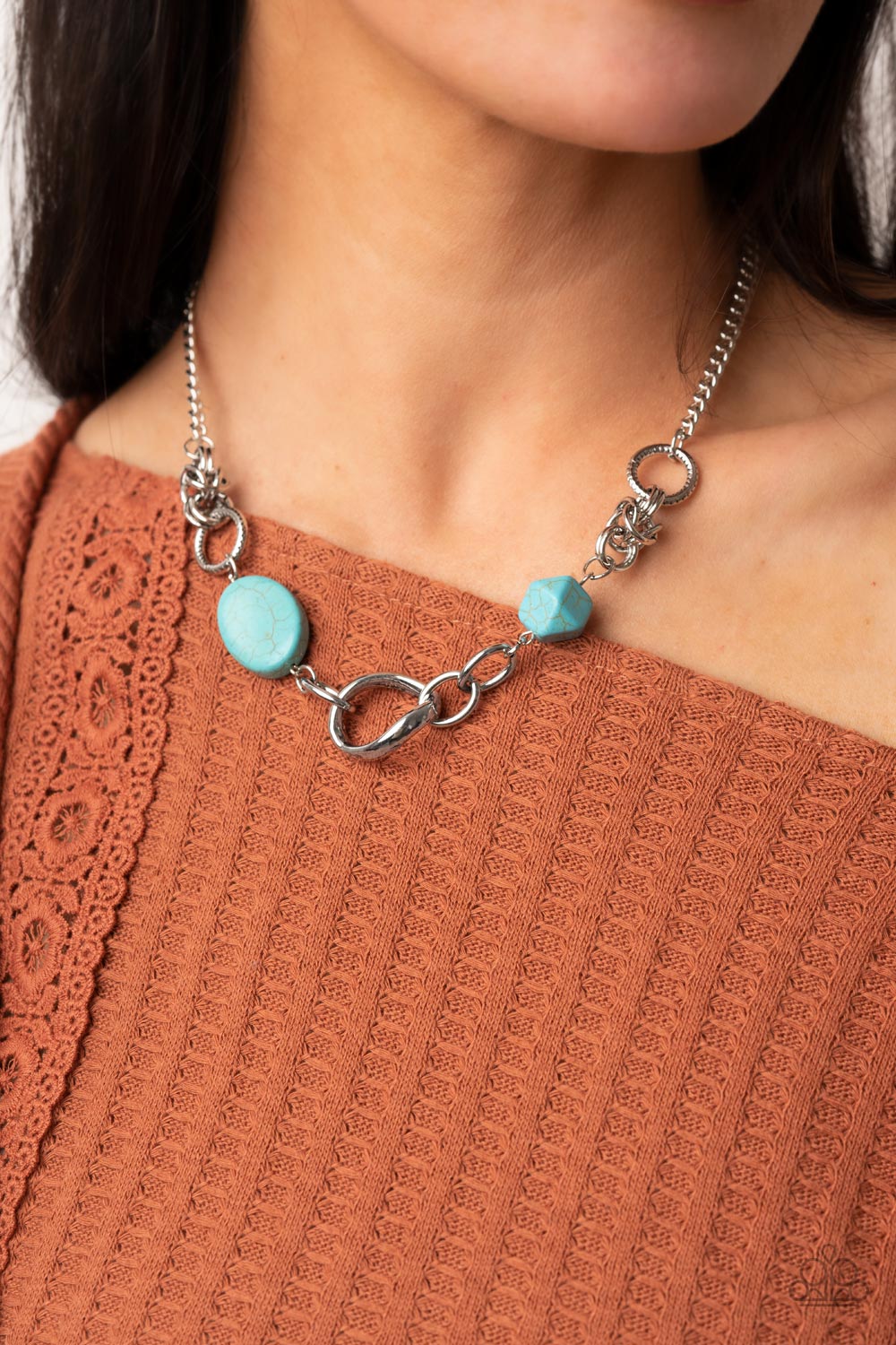 Sonoran Solo - Blue Turquoise Stone Santa Fe Style Necklace Paparazzi N1690