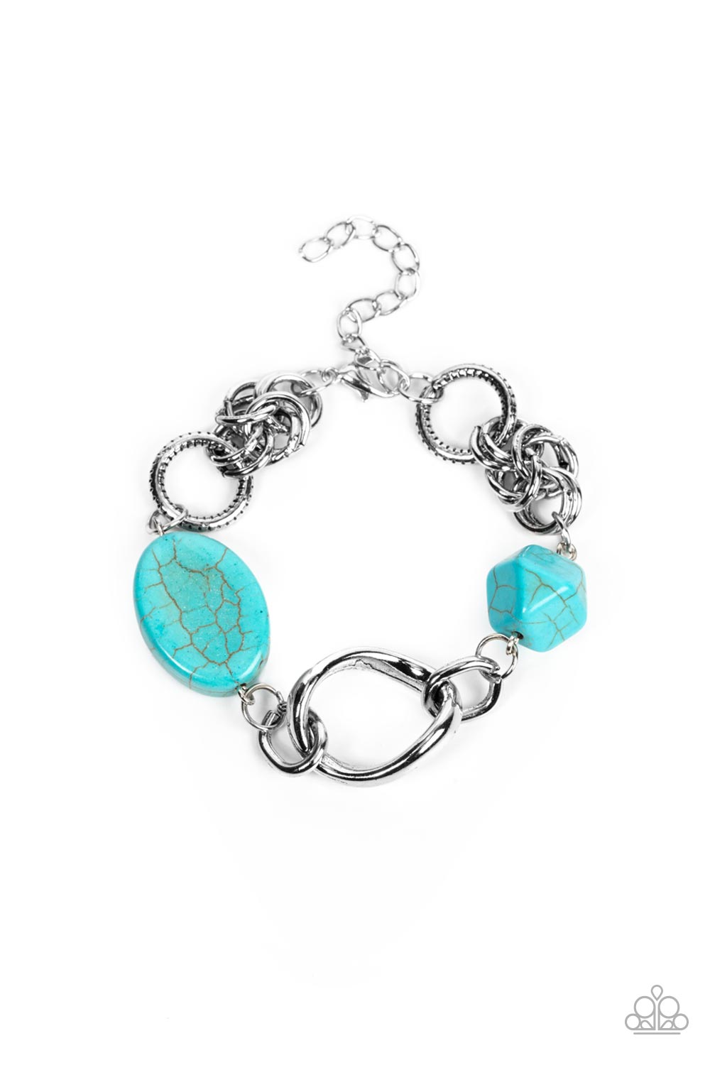 Hola, SONORA - Blue Turquoise Stone Bead Santa Fe Style Bracelet Paparazzi B1169