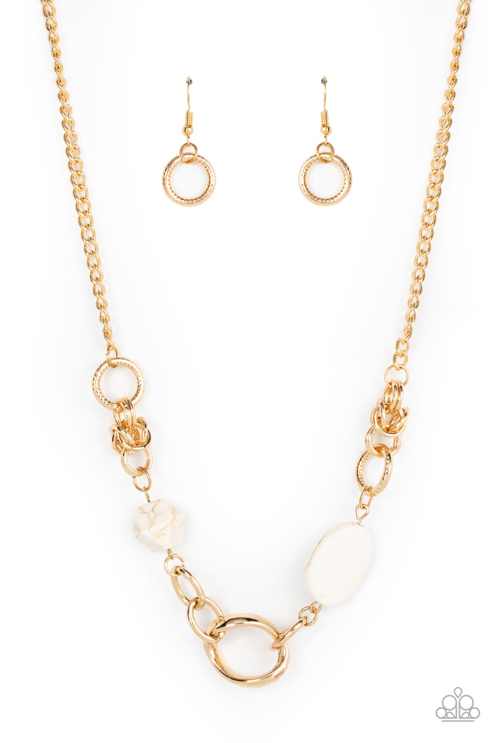 Sonoran Solo - White Stone Gold Chain Santa Fe Style Necklace Paparazzi N1883