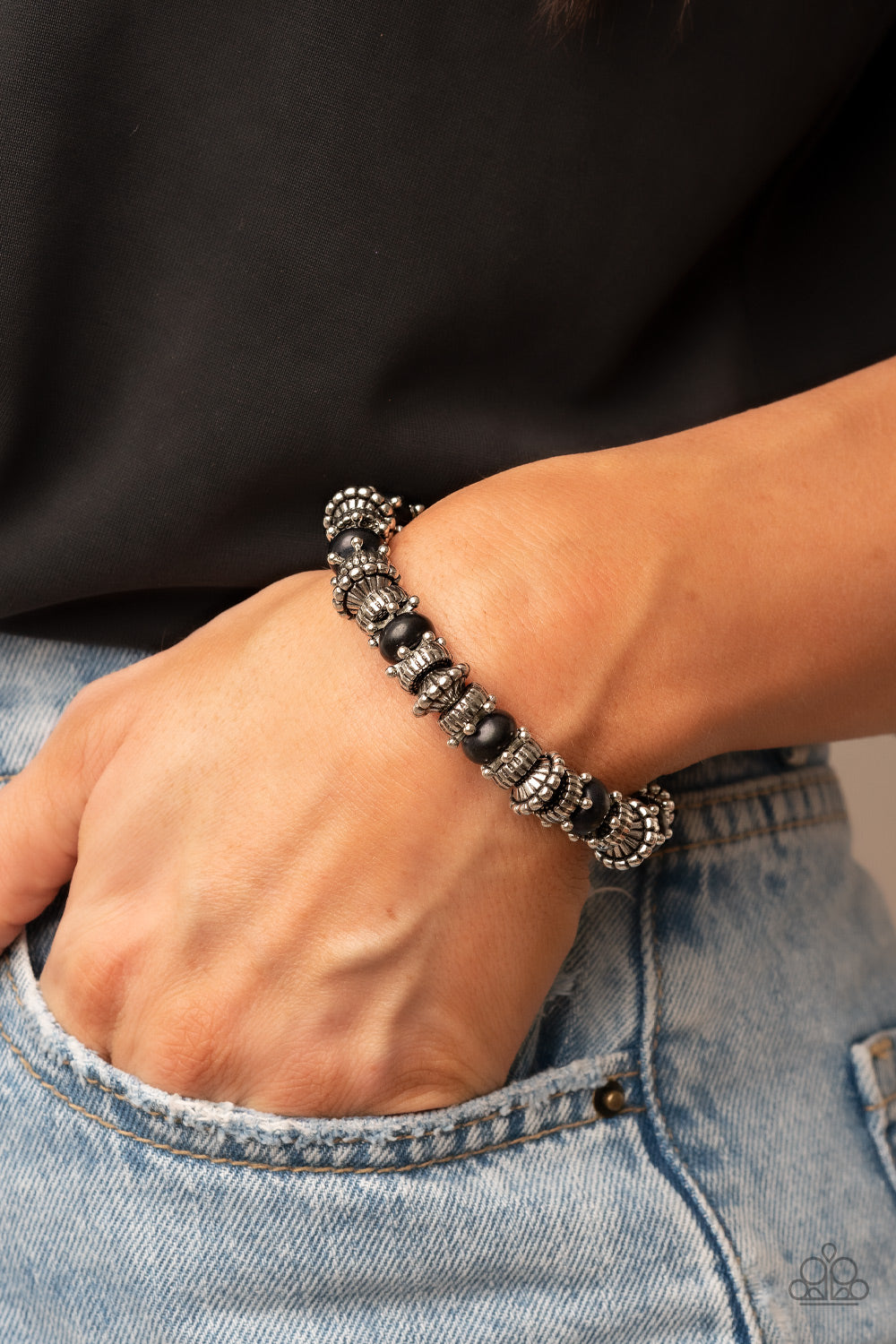 Canyon Crusher - Black Stretch Bracelet Paparazzi B0747