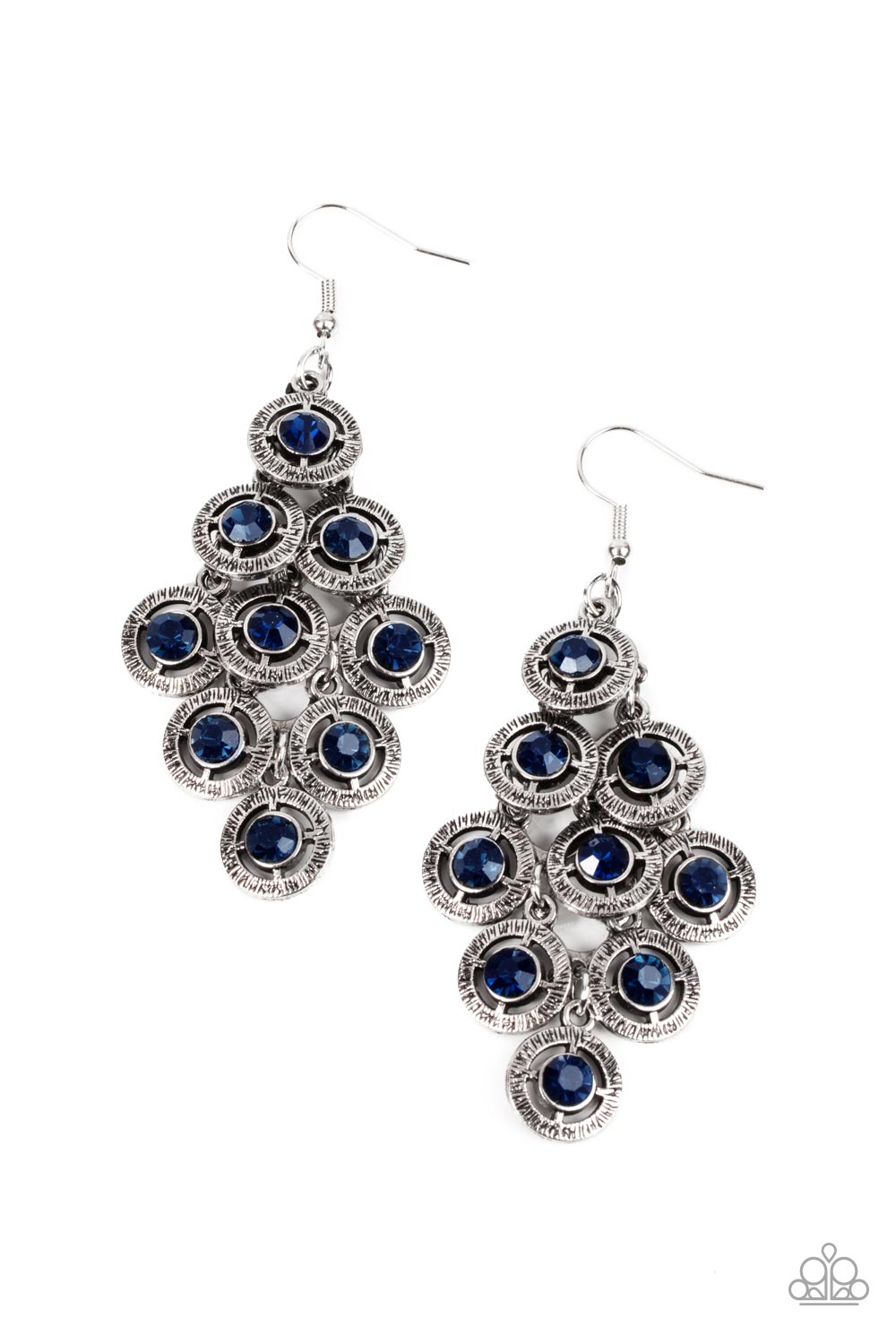 Constellation Cruise - Blue Rhinestone Chandelier Earring Paparazze E1081