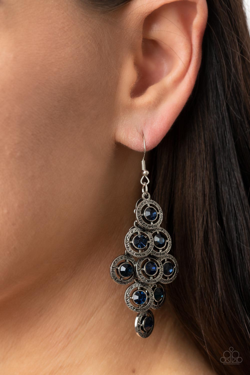 Constellation Cruise - Blue Rhinestone Chandelier Earring Paparazze E1081