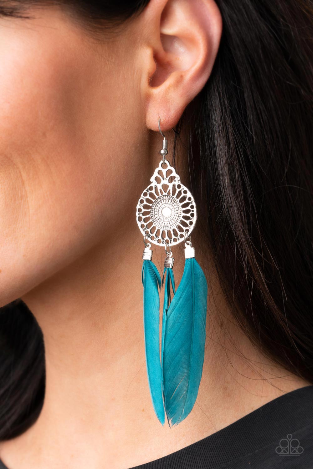 Pretty in PLUMES - Blue Feather Earring Paparazzi E0739