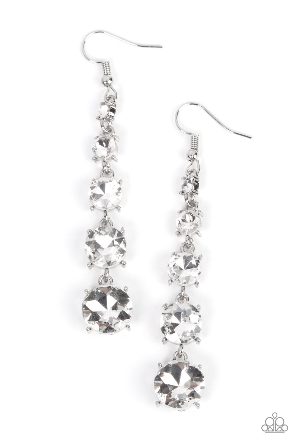 Red Carpet Charmer - White Rhinestone Earring Paparazzi E0957