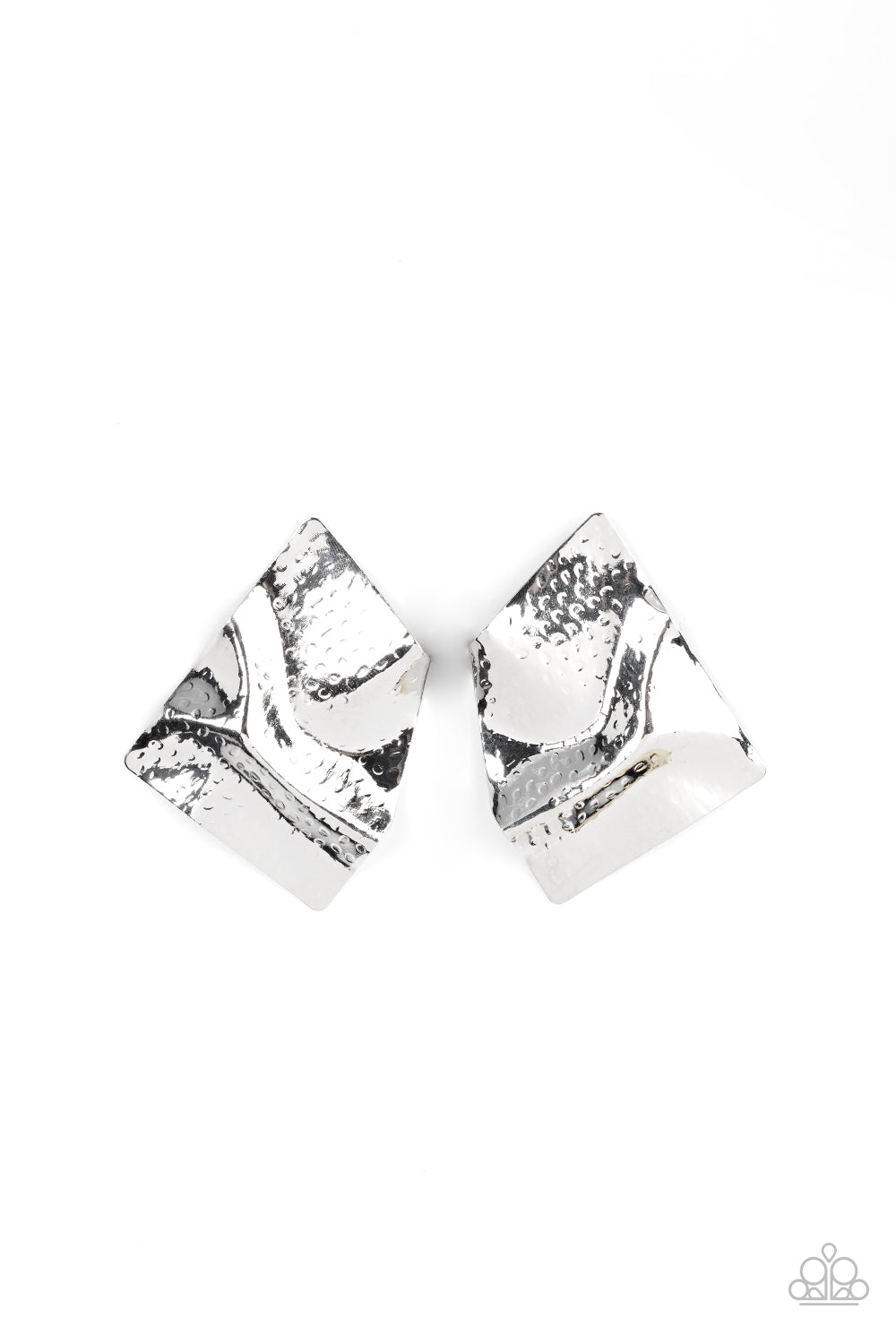 Modern Maverick - Silver Post Back Earring Paparazzi E0594