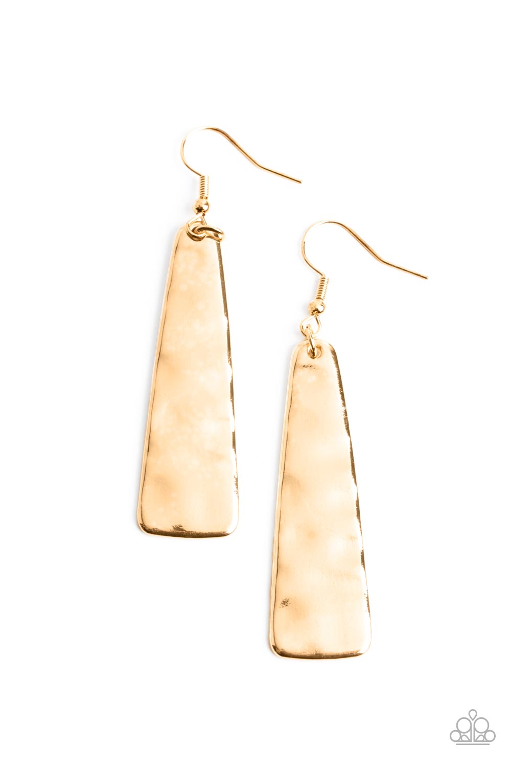 Detailed Definition - Gold Hammered Triangular Earring Paparazzi E1615