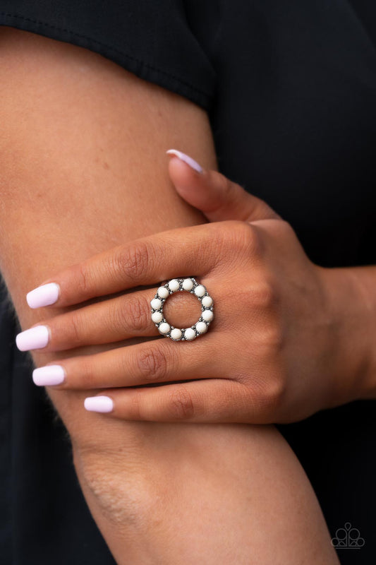 Stone Circles - White Stone Circle Ring Paparazzi R0411