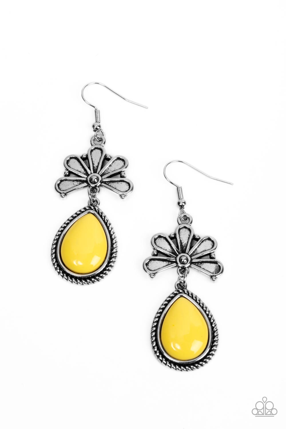 Brightly Blooming - Yellow Teardrop Earring Paparazzi E1311