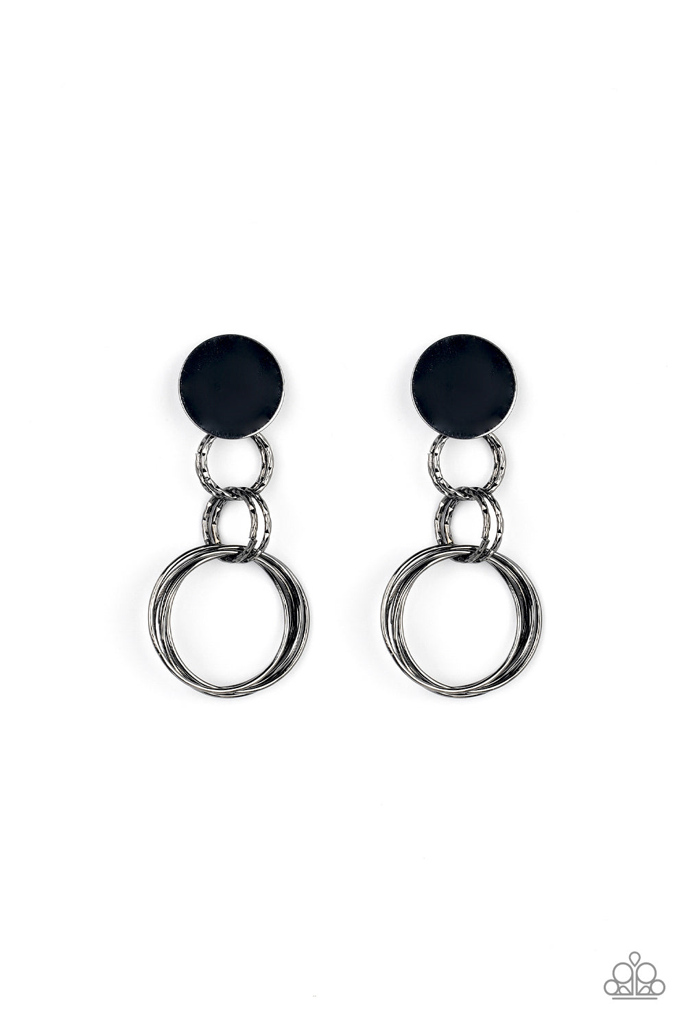 Industrialized Fashion - Black Gunmetal Poast Back Earring Paparazzi E1287