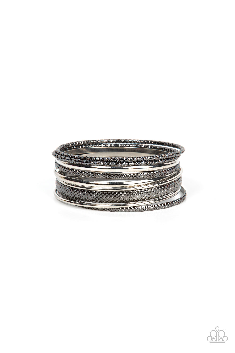 Circlet Circus - Multi Silver and Gunmetal Bangle Bracelet Paparazzi B0379