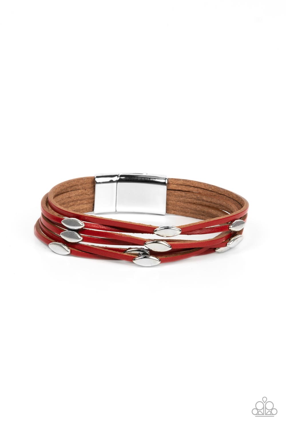 Cruise Control Soul - Red Leather Magnetic Closure Bracelet Paparazzi B0786