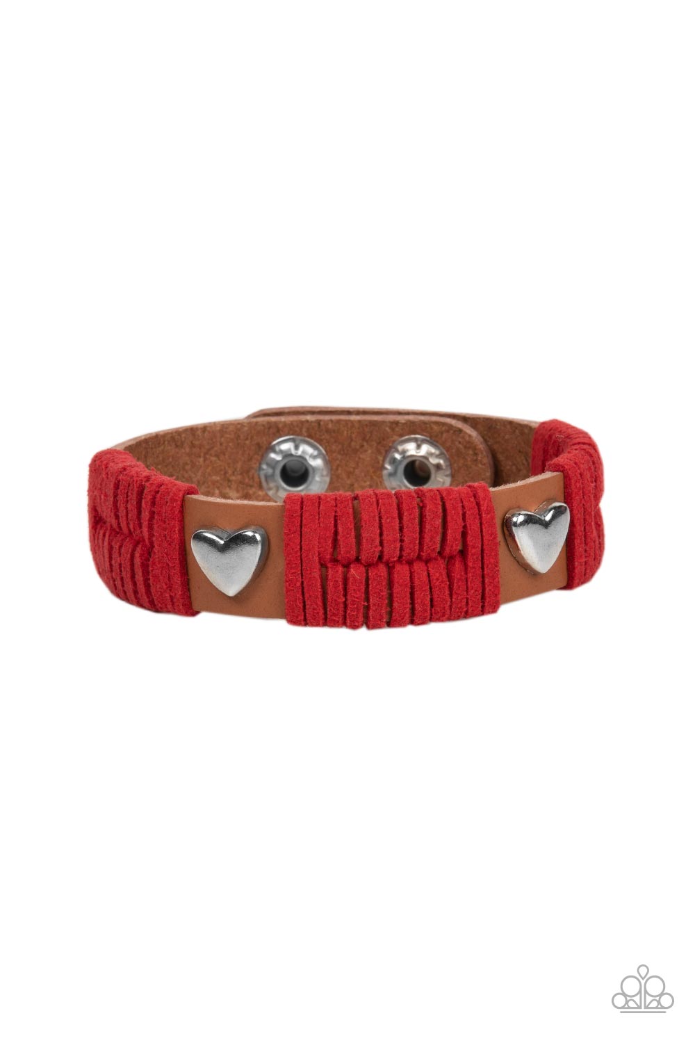 Lusting for Wanderlust - Red Silver Heart Bracelet Paparazzi B0511