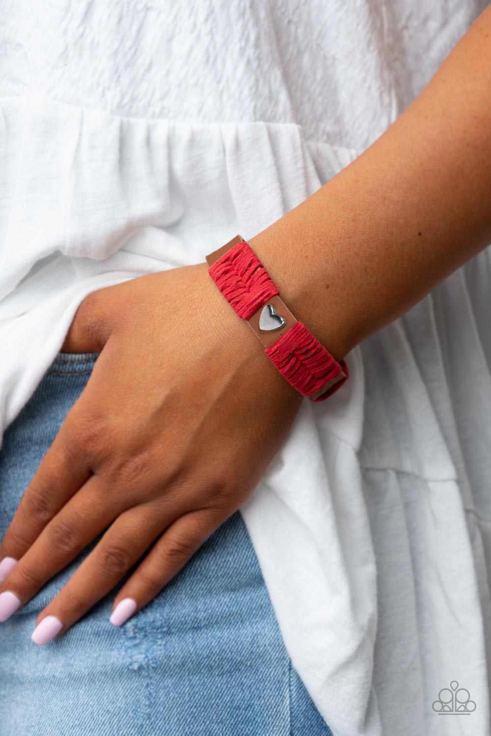 Lusting for Wanderlust - Red Silver Heart Bracelet Paparazzi B0511