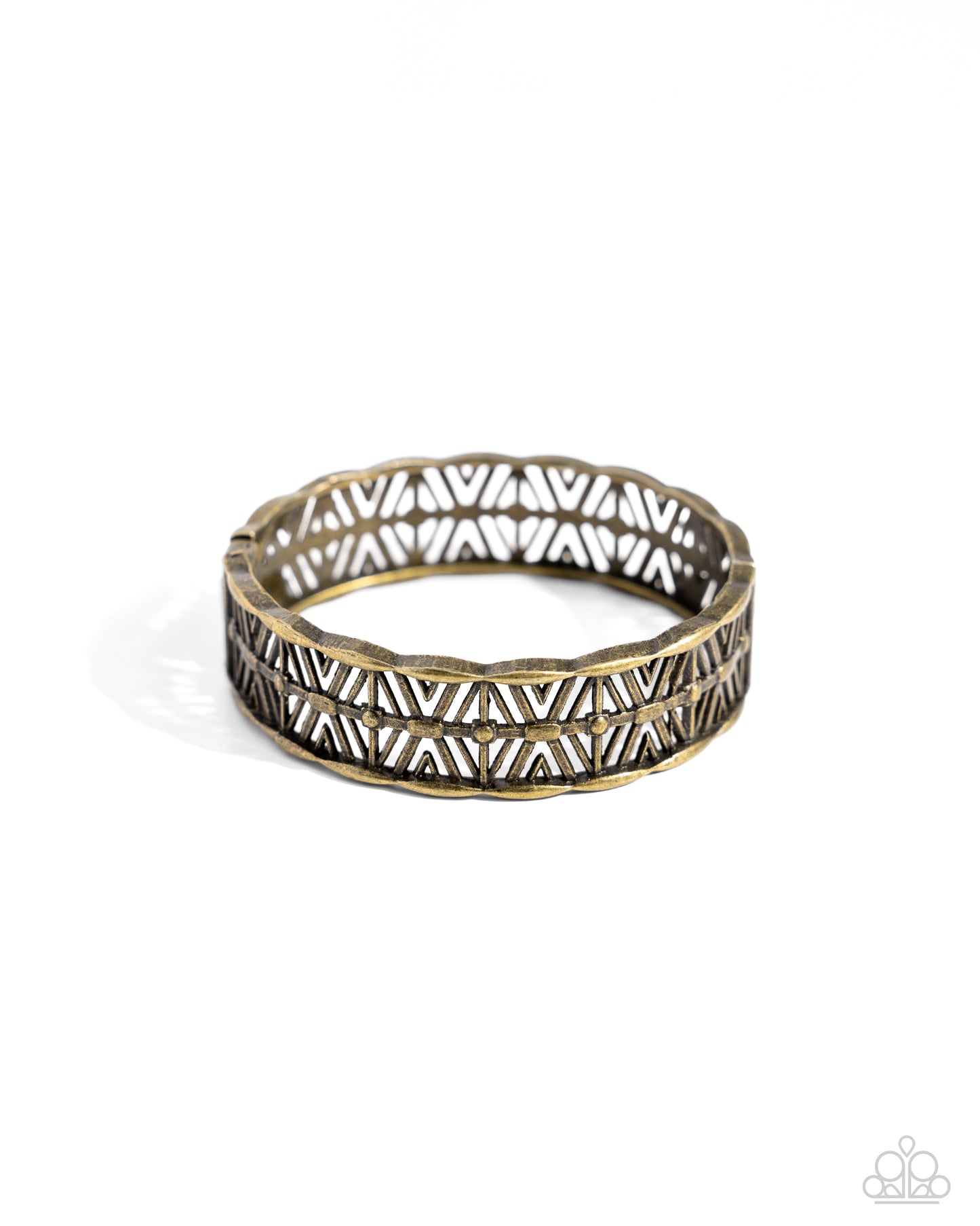 ESCAPADE Artist - Brass Geometric Pattern Hinge Bracelet Paparazzi B1524