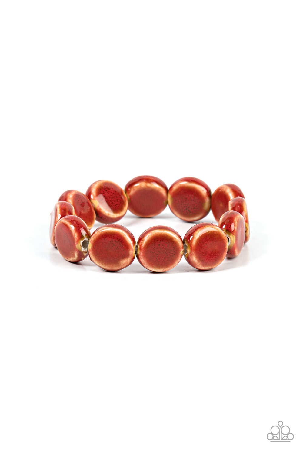 Earthy Entrada - Red Ceramic Bead Stretch Bracelet Paparazzi B0865