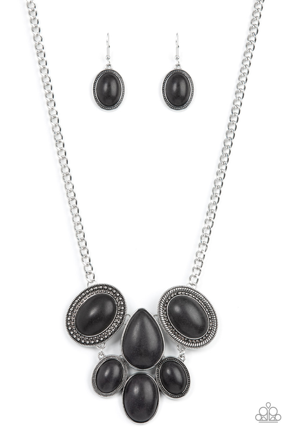 All-Natural Nostalgia - Black Teardrop Stone Necklace Paparazzi N0902