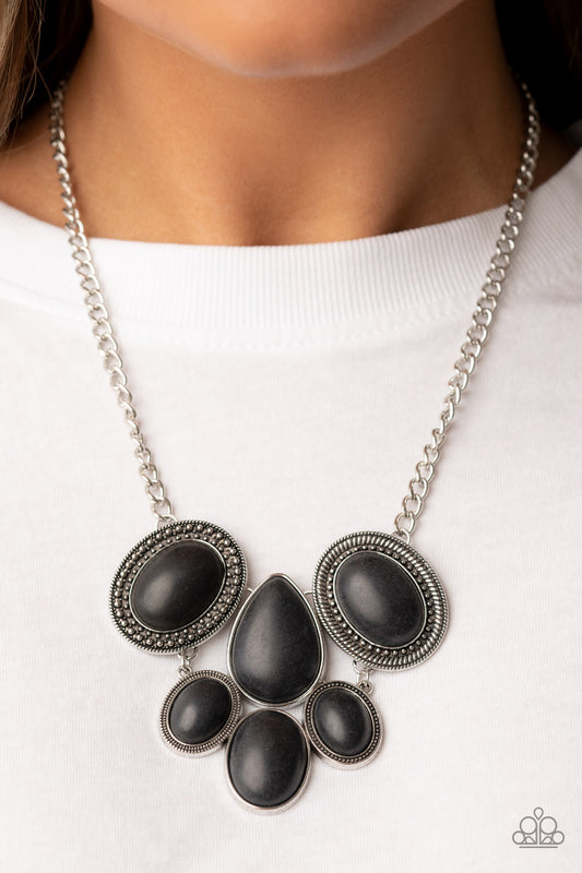 All-Natural Nostalgia - Black Teardrop Stone Necklace Paparazzi N0902