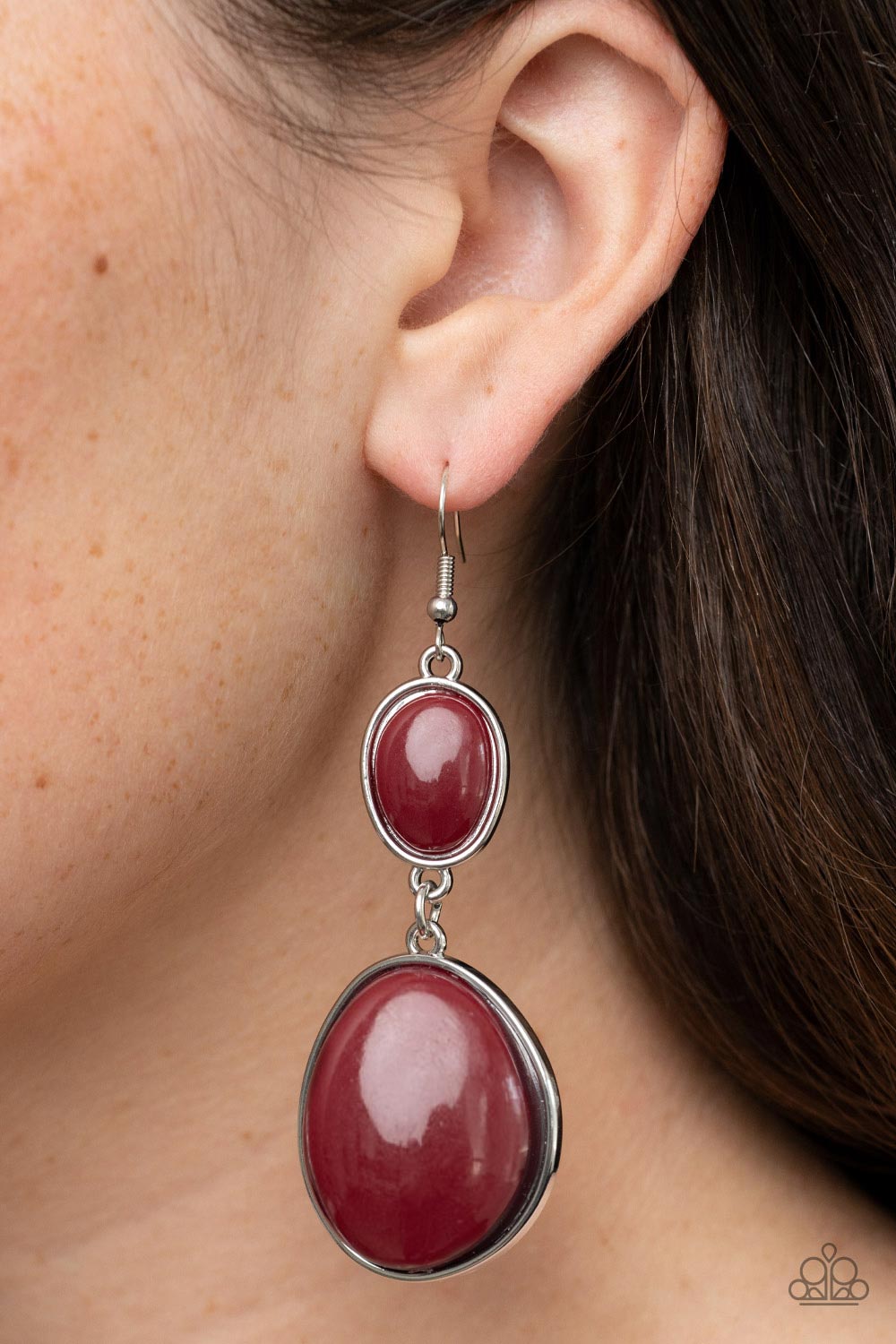 Soulful Samba - Red Wine Oval Bead Earring Paparazzi E0951