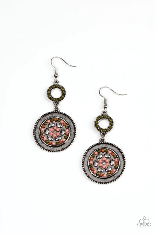 Meadow Mantra Multi Olive Branch, Adobe, Rosette Seed Bead Earring Paparazzi E0930