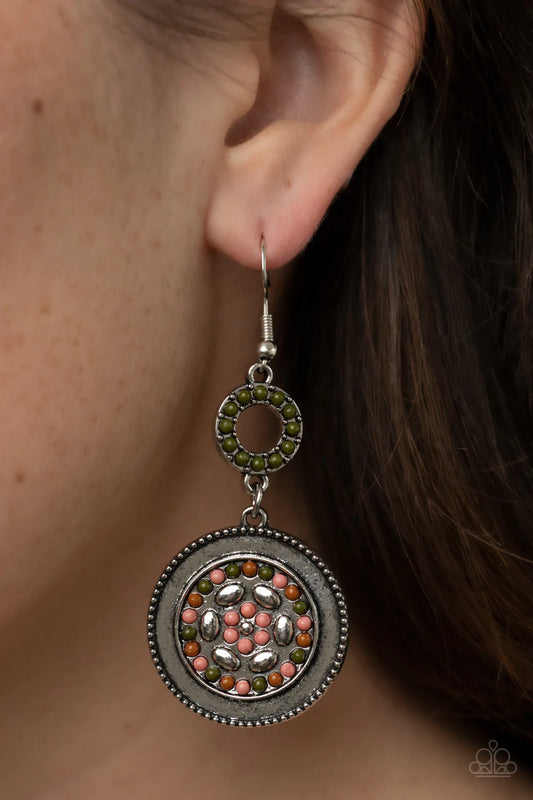 Meadow Mantra Multi Olive Branch, Adobe, Rosette Seed Bead Earring Paparazzi E0930