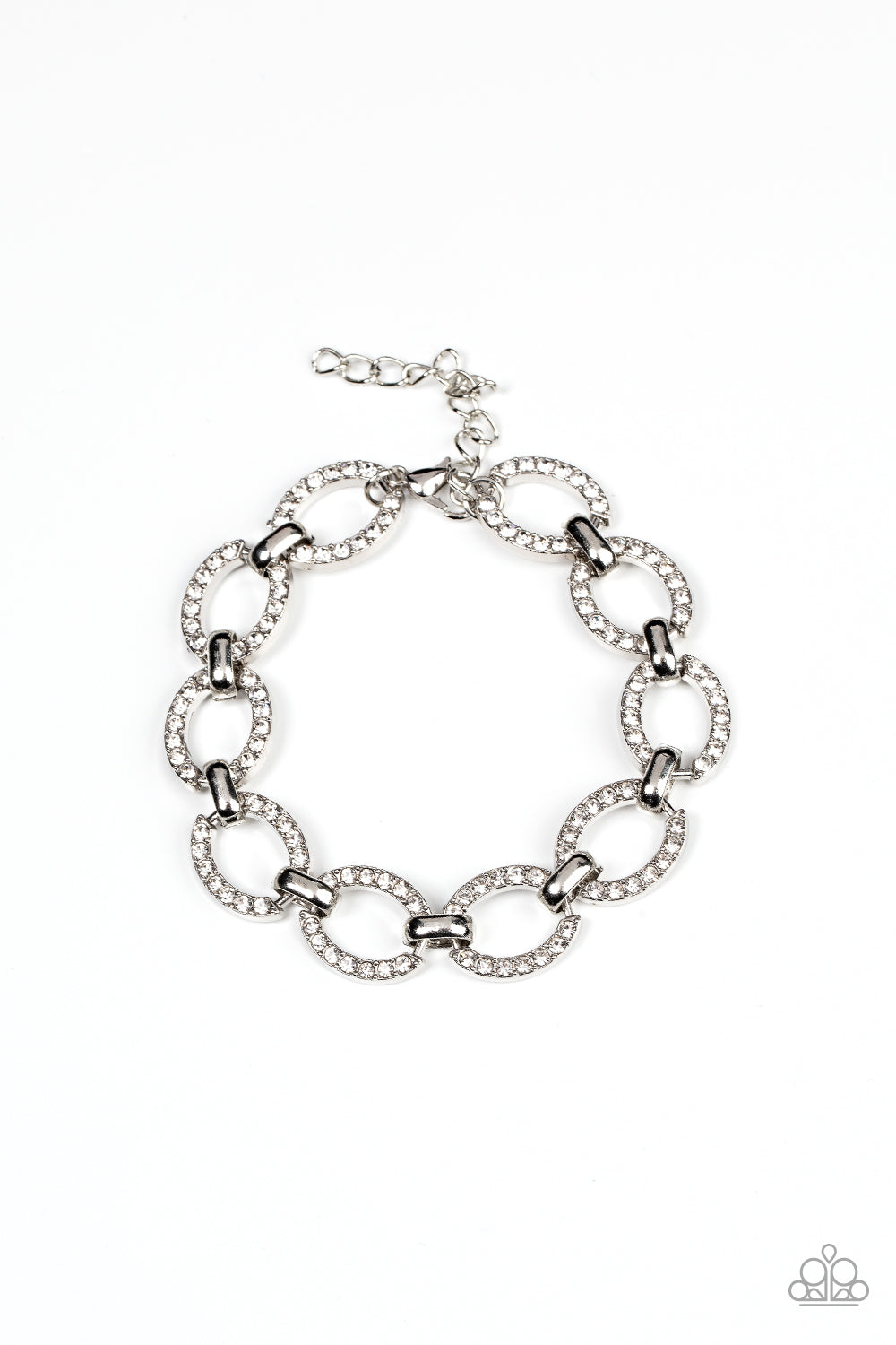 Date Night Debonair - White Rhinestone Bracelet Paparazzi B0447