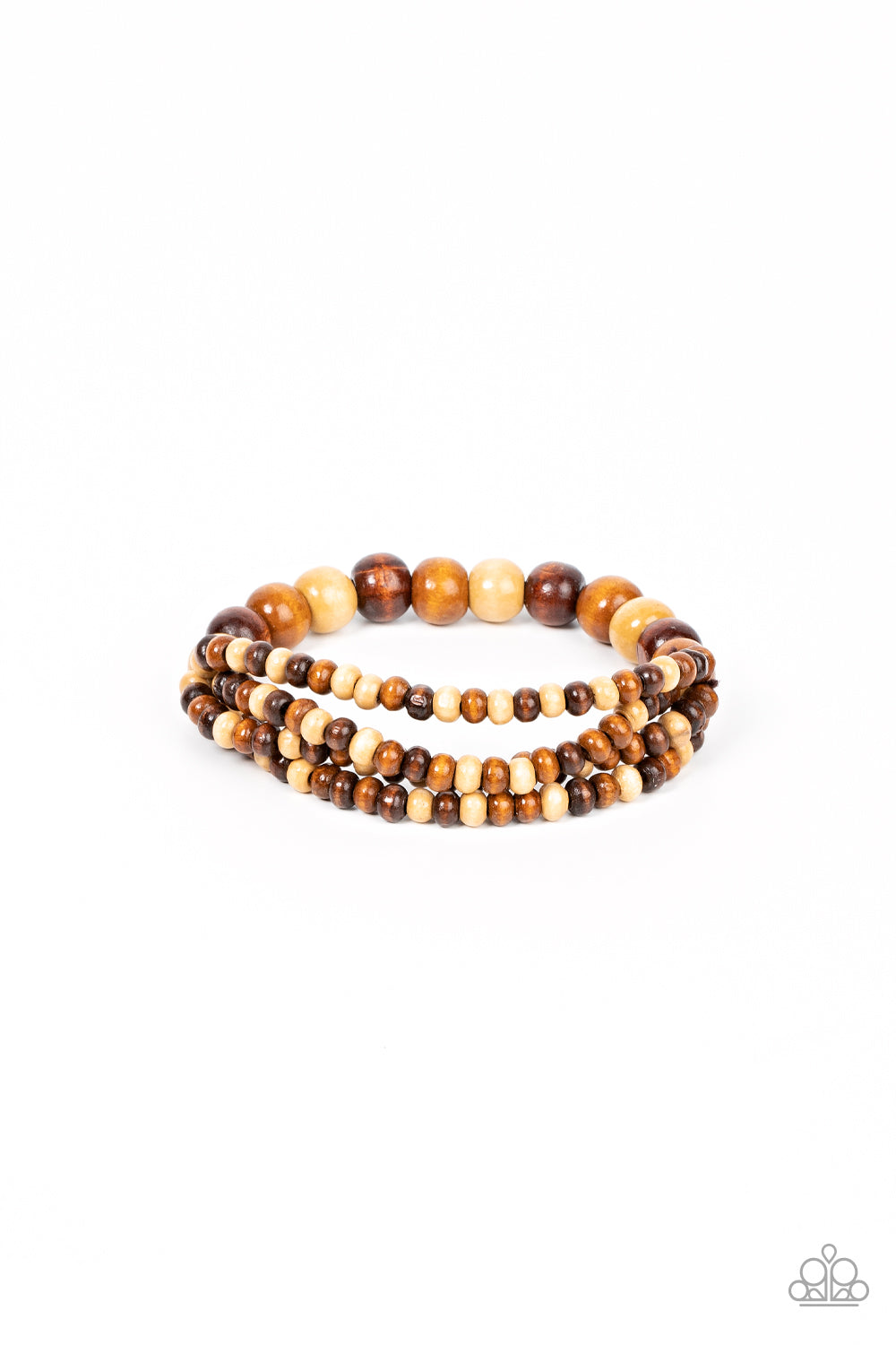 Oceania Oasis - Brown Earthy Wooden Bead Bracelet Paparazzi B0335