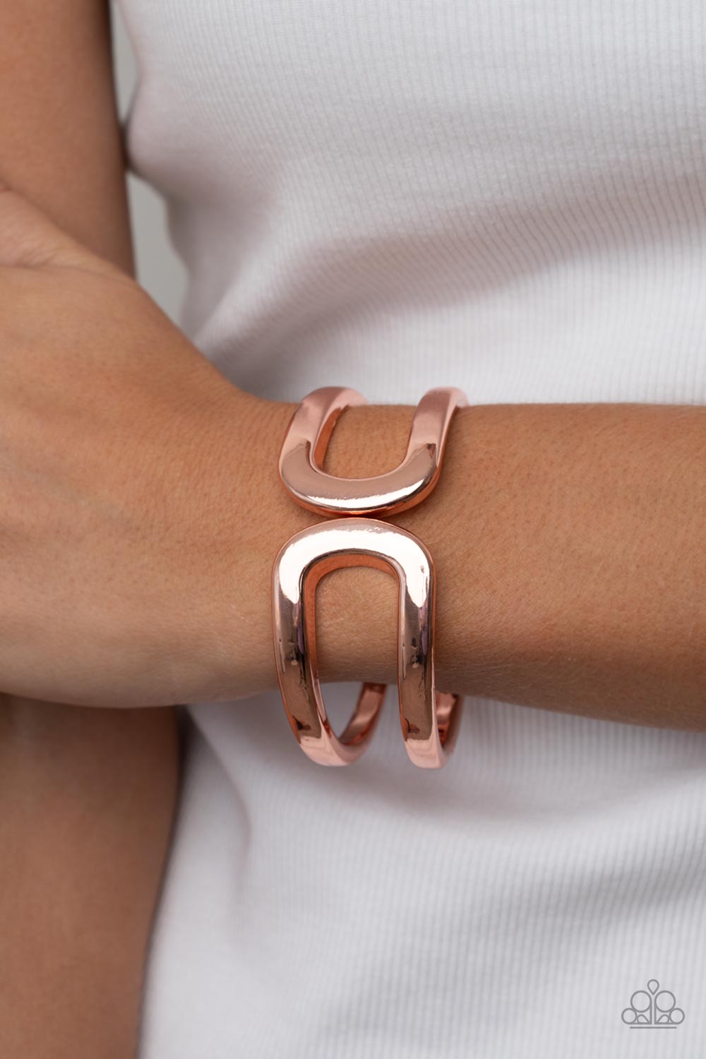 Industrial Empress - Copper Shiny Frame Hinge Bracelet Paparazzi B0532