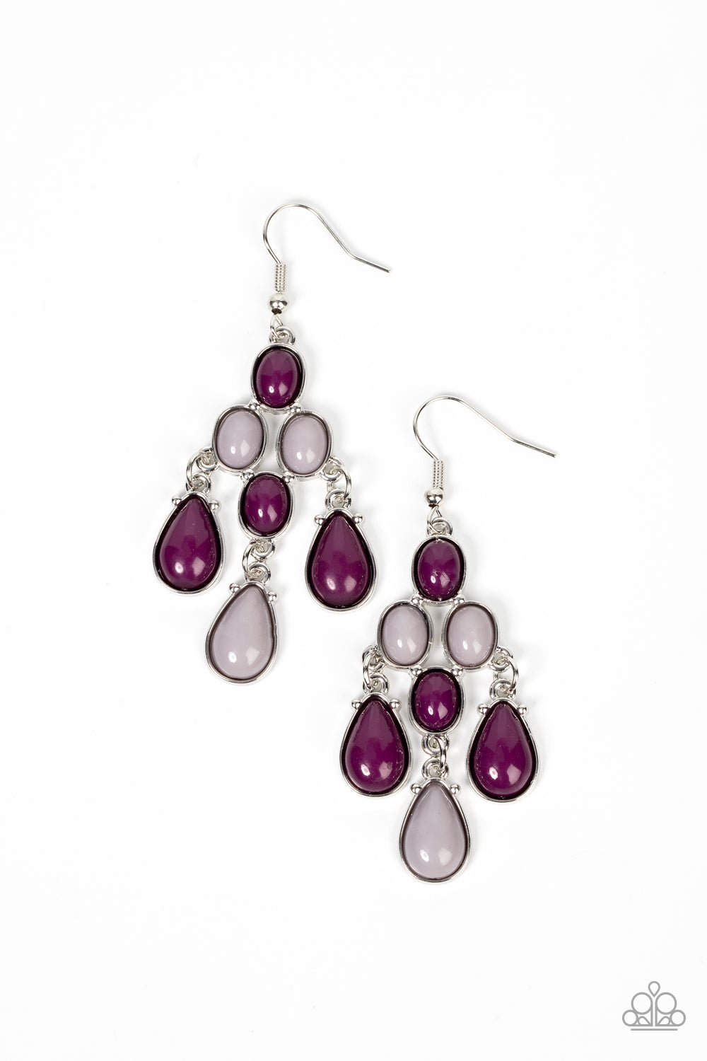 Feeling TIER-rific - Multi Plum And Bray Bead Teardrop Earring Paparazzi E1038