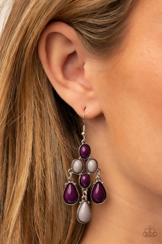 Feeling TIER-rific - Multi Plum And Bray Bead Teardrop Earring Paparazzi E1038