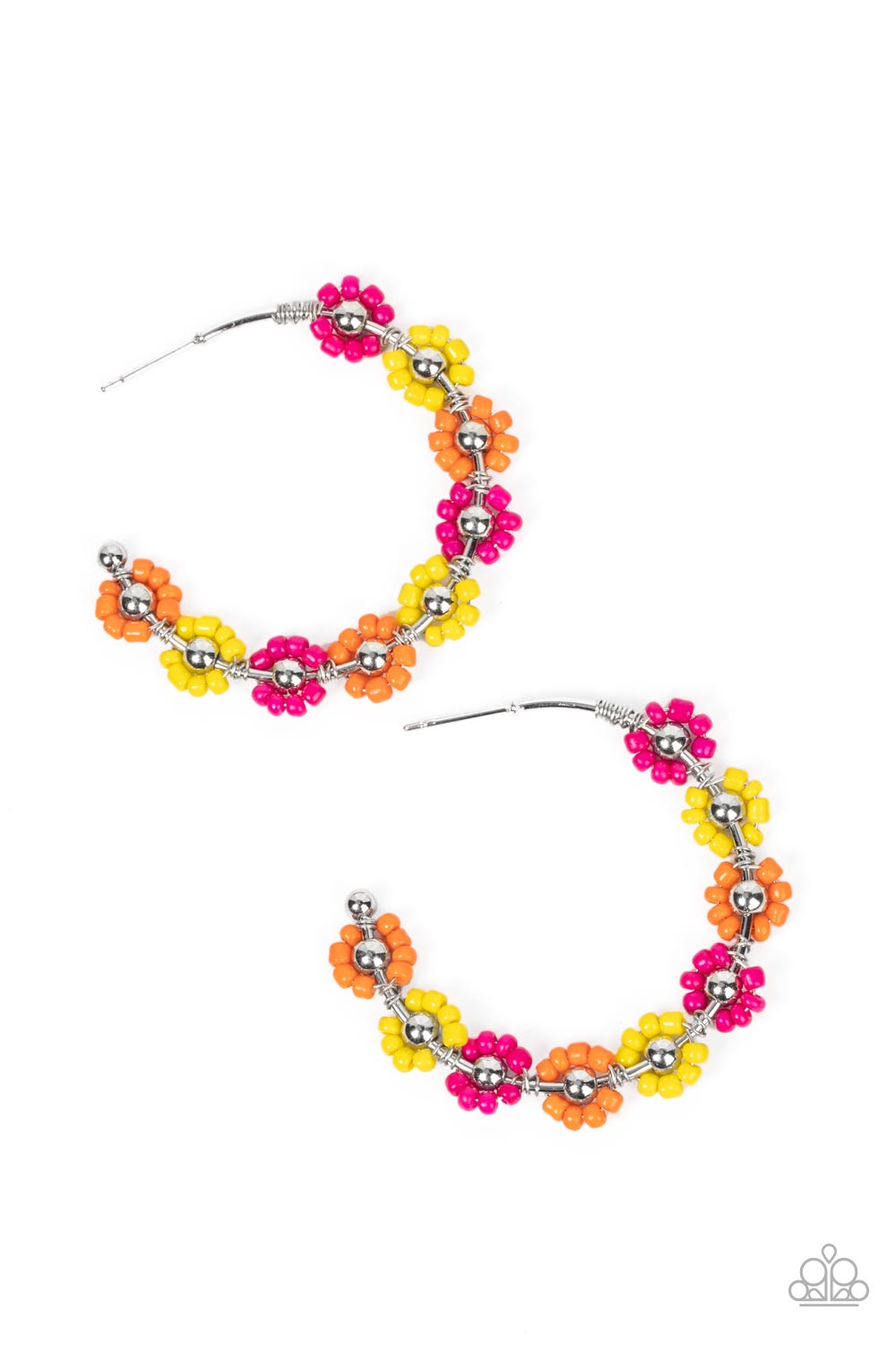 Growth Spurt - Multi Orange, Fuchsia Fedora Seed Bead Earring Paparazzi E1003