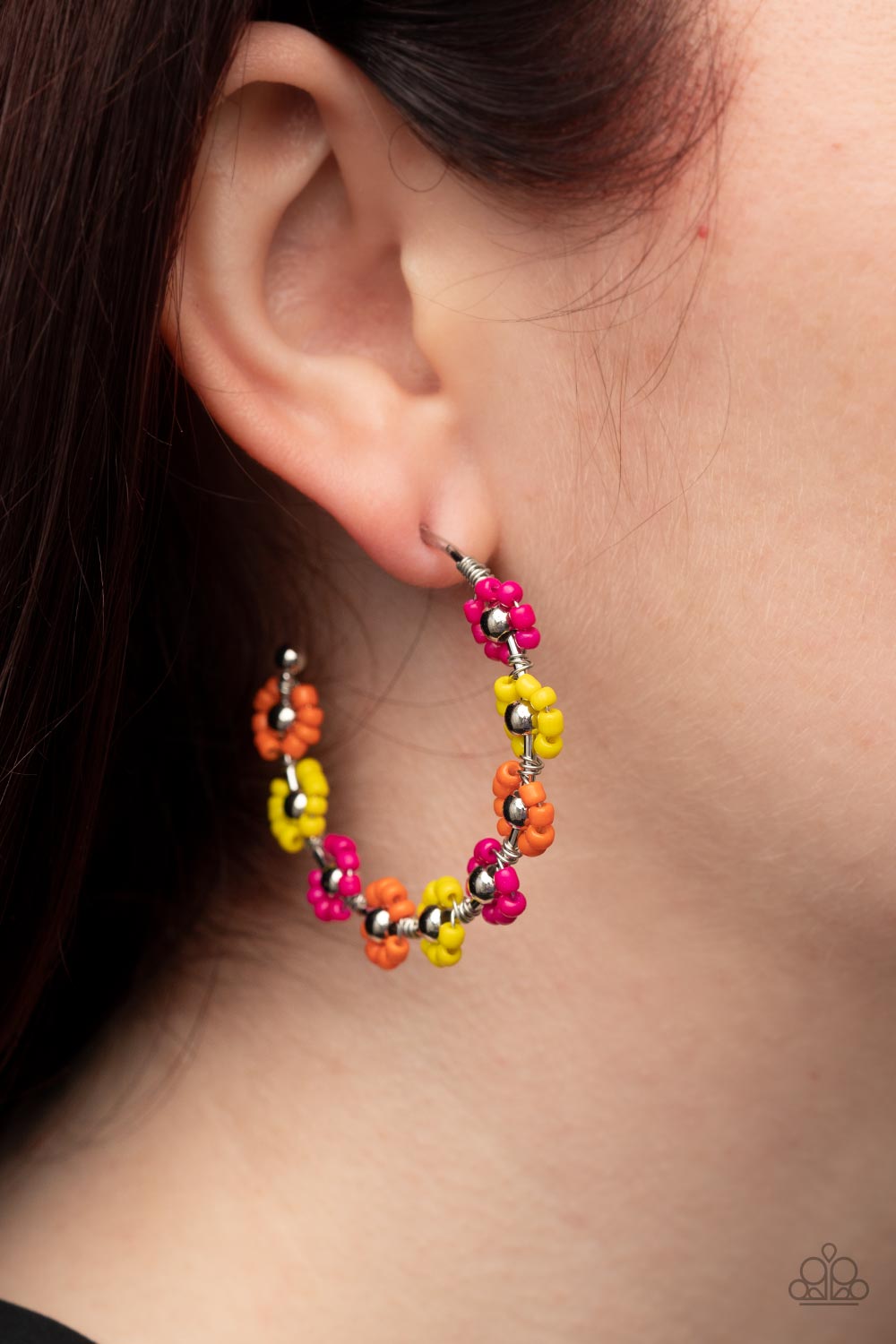 Growth Spurt - Multi Orange, Fuchsia Fedora Seed Bead Earring Paparazzi E1003