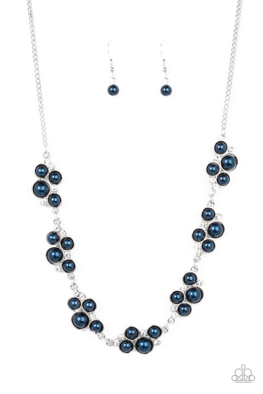 GRACE to the Top - Blue Navy Pearl & White Rhinestone Necklace Paparazzi N1542