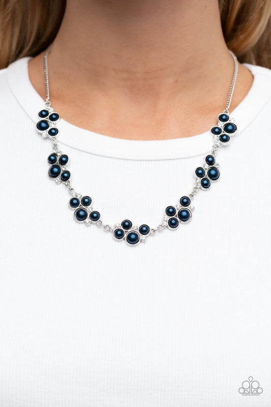 GRACE to the Top - Blue Navy Pearl & White Rhinestone Necklace Paparazzi N1542