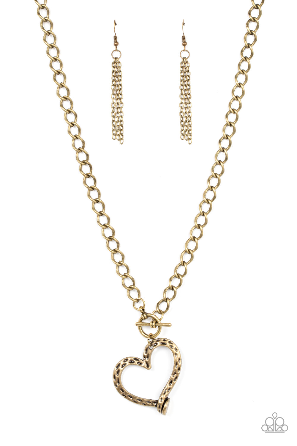 Reimagined Romance - Brass Hammered Heart Necklace Paparazzi N1040