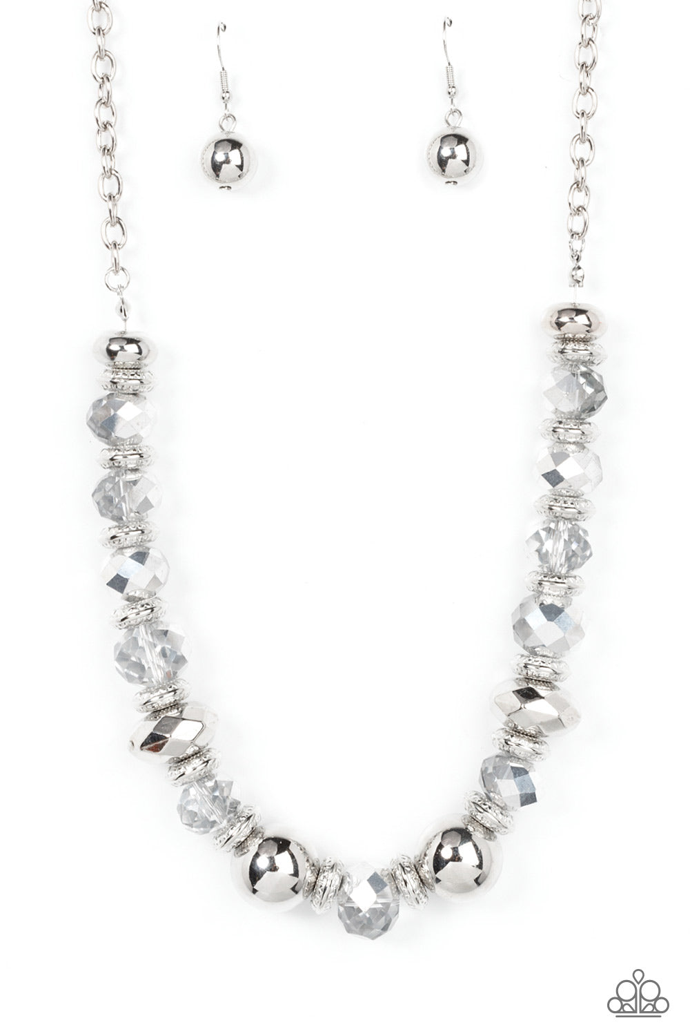 Interstellar Influencer - Silver Faceted Metallic Necklace Paparazzi N0987